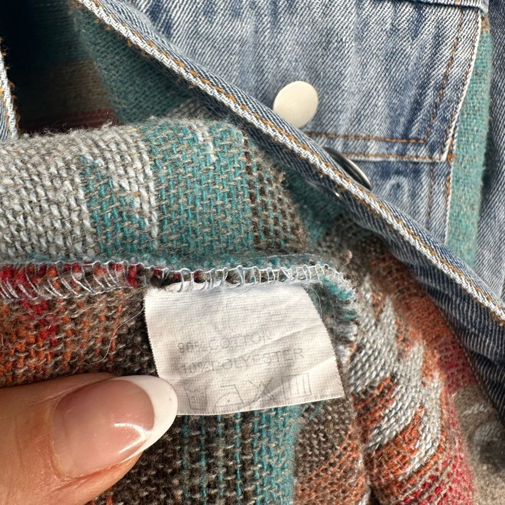 Denim Aztec Pattern Jacket - image 5
